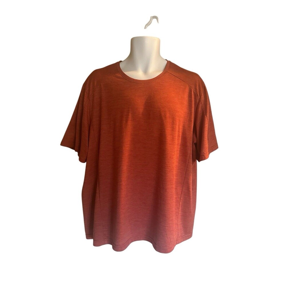REI Co-op Men's XL Orange Striped Athletic Performance Short Sleeve T-Shirt